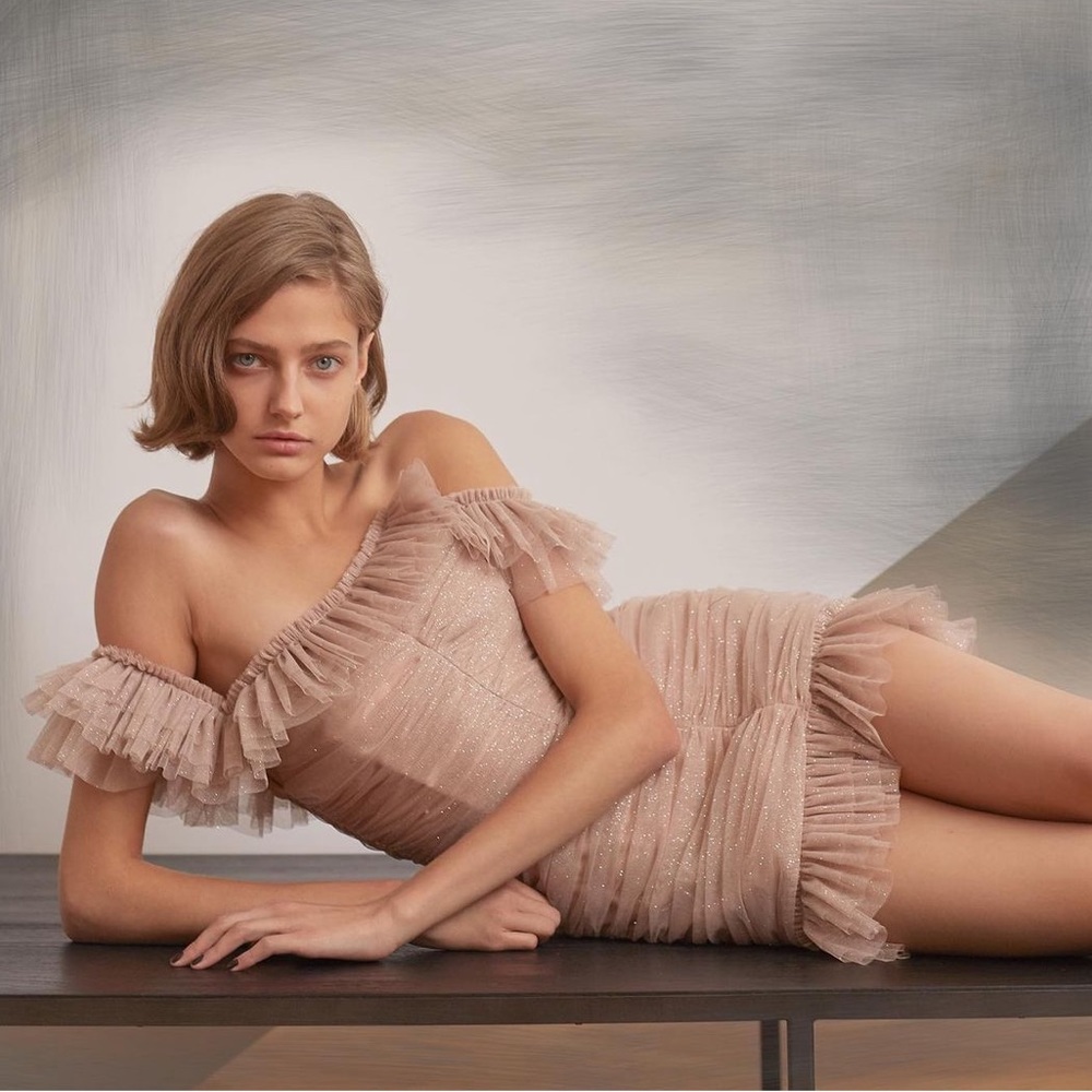 Kalmanovich Nude Shimmer Cocktail Dress